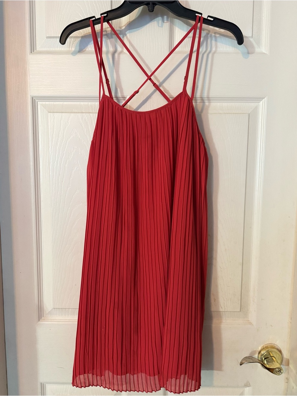 BCBGeneration Red Pleated Mini Dress with Crisscross Straps